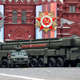 An intercontinental ballistic missile launcher on display during last year’s parade.